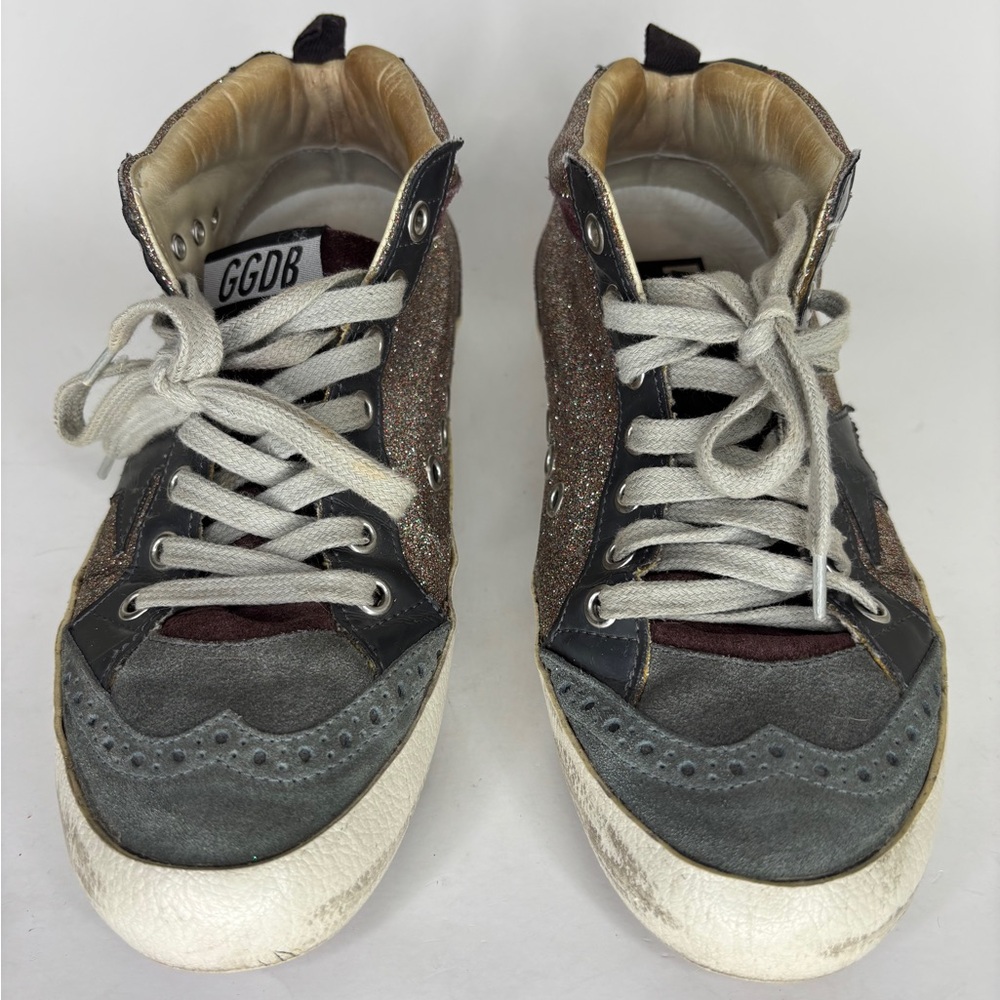 Golden Goose Green/Gold velour midstar Sneakers Silver Star Size 36 US 6 - Picture 4 of 16